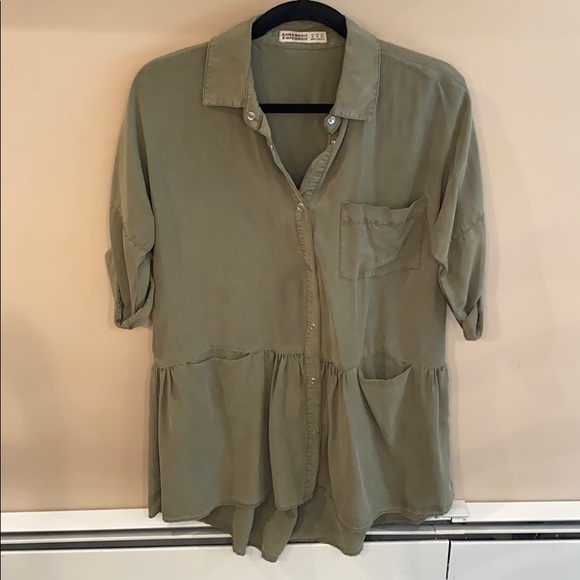 Zara | Dresses | Zara Basic Green Denim Dress Size Small | Poshmark